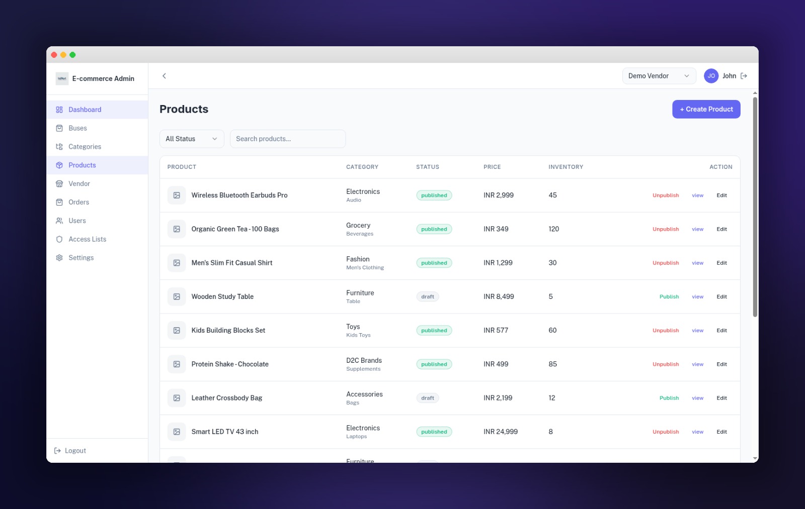 ManagedCommerce admin analytics screen