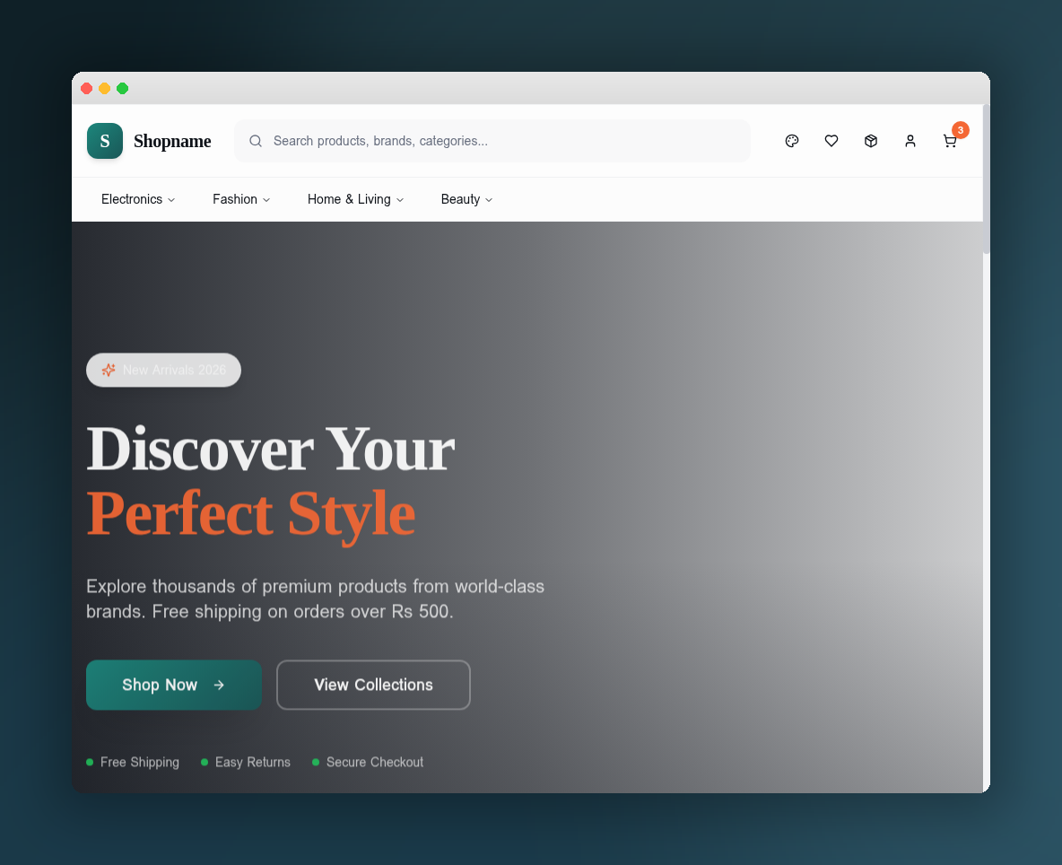 Professional storefront homepage powered by ManagedCommerce
